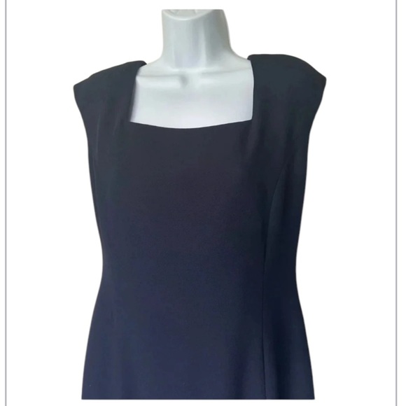 Dusk UK navy sheath pleated hem w matching scarf square neck cocktail 8 - Picture 4 of 9